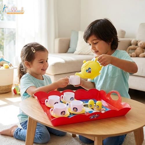 Image of Disney Mickey Mouse Tea Playset-12-Piece Kids Tea Party Set with Electronic Kettle, Boiling Sound & Light Effects-Educational Pretend Play Kitchen Toy for Toddlers, Boys & Girls Aged 3+