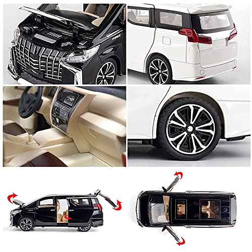 Image of DEUSON ECOM 1:24 Scale Alphard Toy Car for Kids Diecast Metal Cars with Light Sound Pull Back Openable Door Car Toy, White