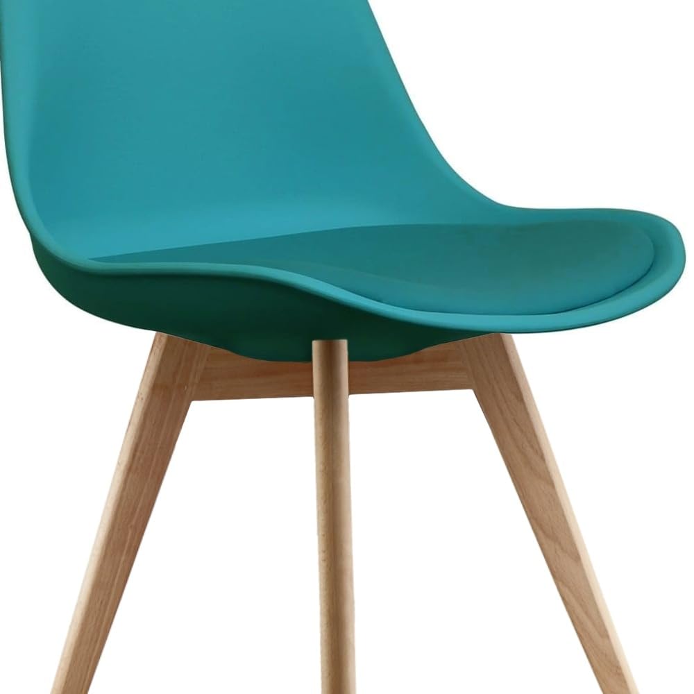 Soho Sedie da Pranzo in Plastica con Gambe Quadrate in Legno Chiara, Adatte per Sala da Pranzo, Soggiorno, Cucina, Camera da Letto, Verde Acqua