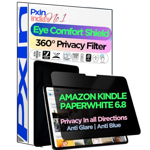 Image of PxIn Tablet Privacy Screen Guard compatible with AMAZON KINDLE PAPERWHITE 6.8 | No.1 | Anti Glare | Anti Blue Light | Anti UV | 4 Way Privacy Filter | 360 Privacy | Eye Protect