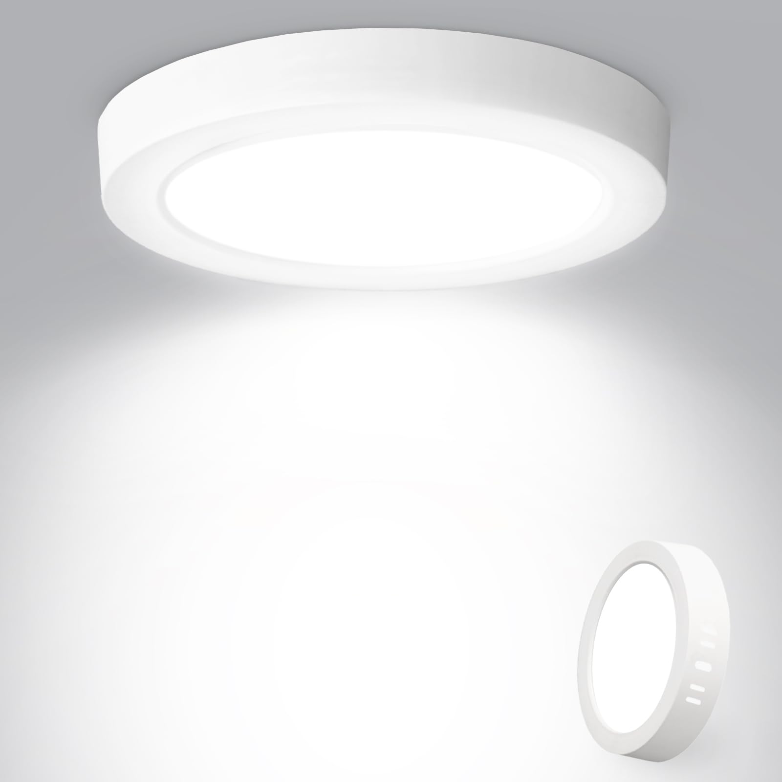 Psatfito G Psatfito Panel LED Redondo 15W 1800LM Luz de Techo LED Redondo 6500K Blanco Frío Controlador Incluido IP44 Ángulo 120 para Dormitorio Cocina Sala Baño Comedor Pasillo 170x28mm