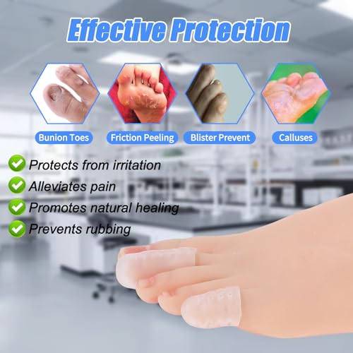 Image of 16 Pcs Gel Toe Protectors, Silicone Toe Caps Protectors for Women and Men Toe Covers Guards Sleeves for Pain Relief Shoes Cushions for Blisters and Corns