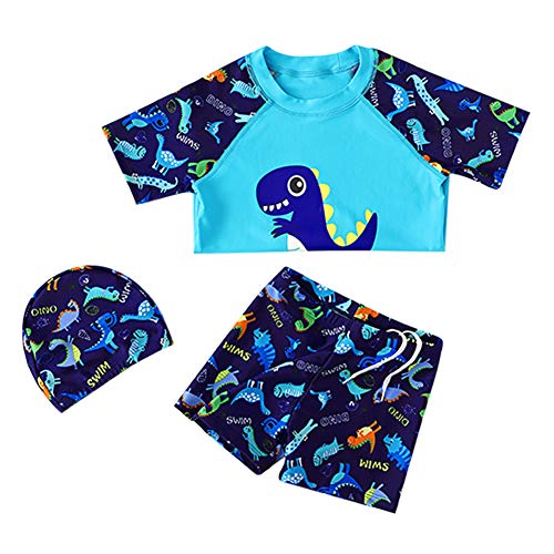 Kids Baby Boys Two Pieces Bathing Suits Short Sleeve Rash Guard Sets