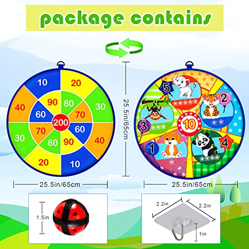 Jesitai 25.5 inches Jeux Exterieur Enfant,Jeu de fléchettes Double Face,Jeux intérieurs et extérieurs et fêtes d'anniversaire pour garçons et Filles âgés de 3 4 5 6 7 8 9 10 11 12(65cm) – Image 4