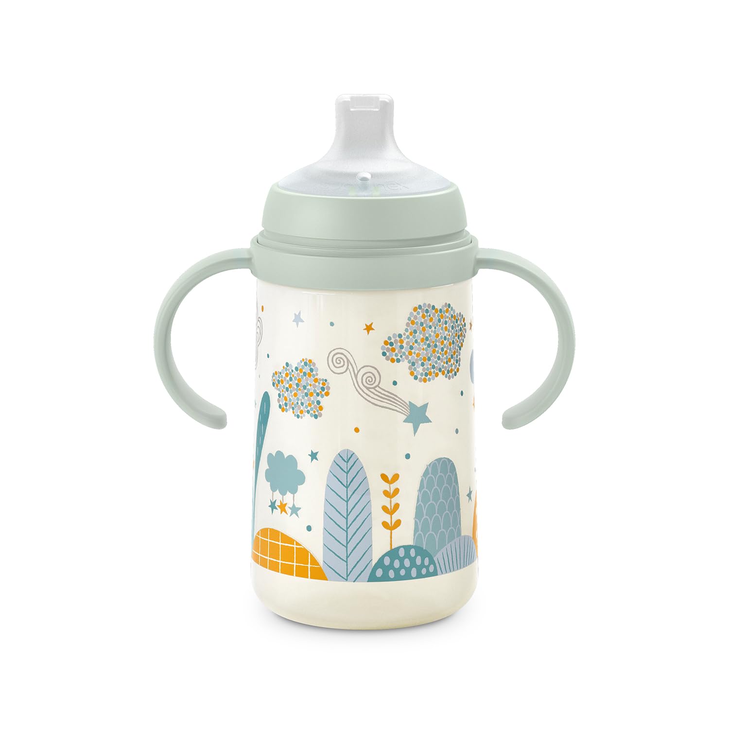 Suavinex, Tazza Apprendimento con Beccuccio e Manici in Silicone, Biberon con Manici, con Sistema Anticoliche, Coperchio Protettivo, Bicchiere Antigoccia, 270 ml, per Bambini dai 6 Mesi in Su, Azzurro