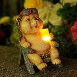 FOXMIS Hedgehog Statue Outdoor Solar Garden Decor for Outside Lawn Yard Patio, Home Office Valentine's Day Decorations Indoor Lights, Ideal Ornaments Birthday Gifts for Mom Women Grandma