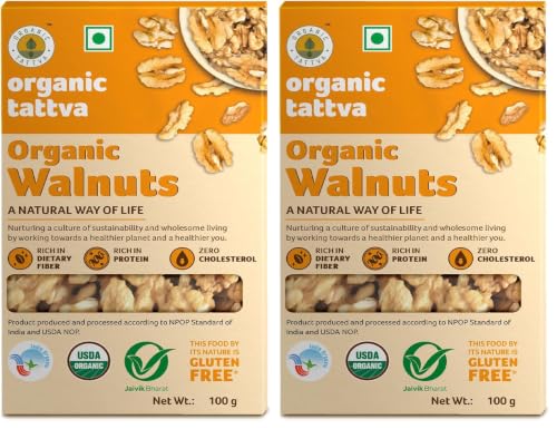 Image of Organic Tattva, Organic Kashmiri Walnuts (Akhrot Giri) 250gm | Rich in Dietary Fiber and Protein | Source of Iron and Calcium | With Natural Oils | Cholesterol Trans-Fat Free | Naturally Gluten Free