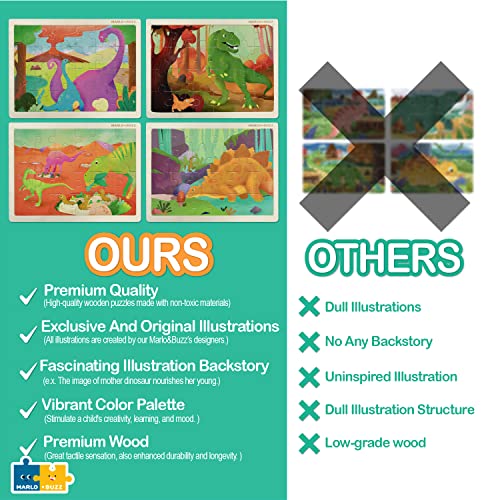Marlo & Buzz 07 Dinosaur Wooden Puzzles For Kids Ages 4-8/8-10 Year Old Bundle Set Of 4 | 24Pcs Jigsaw Puzzle, Daily Educational And Fun Game For Toddlers, Children thumb #5