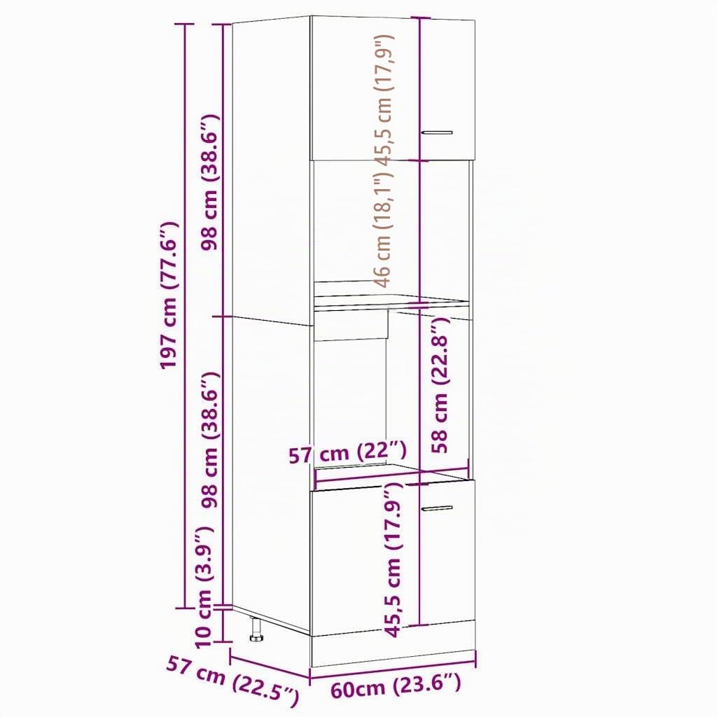 vidaXL Mikrowellenschrank Lyon Altholz-Optik 60x57x207 cm Holzwerkstoff