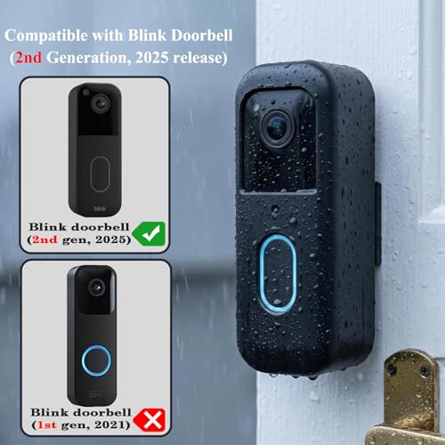 Image of Blink Doorbell Mount, Anti-Theft Blink Video Doorbell Door Mount Bracket, No Drilling, Not Block Motion Sensor, Easy to Install, Fit for Video Doorbell 2nd Gen (Black)