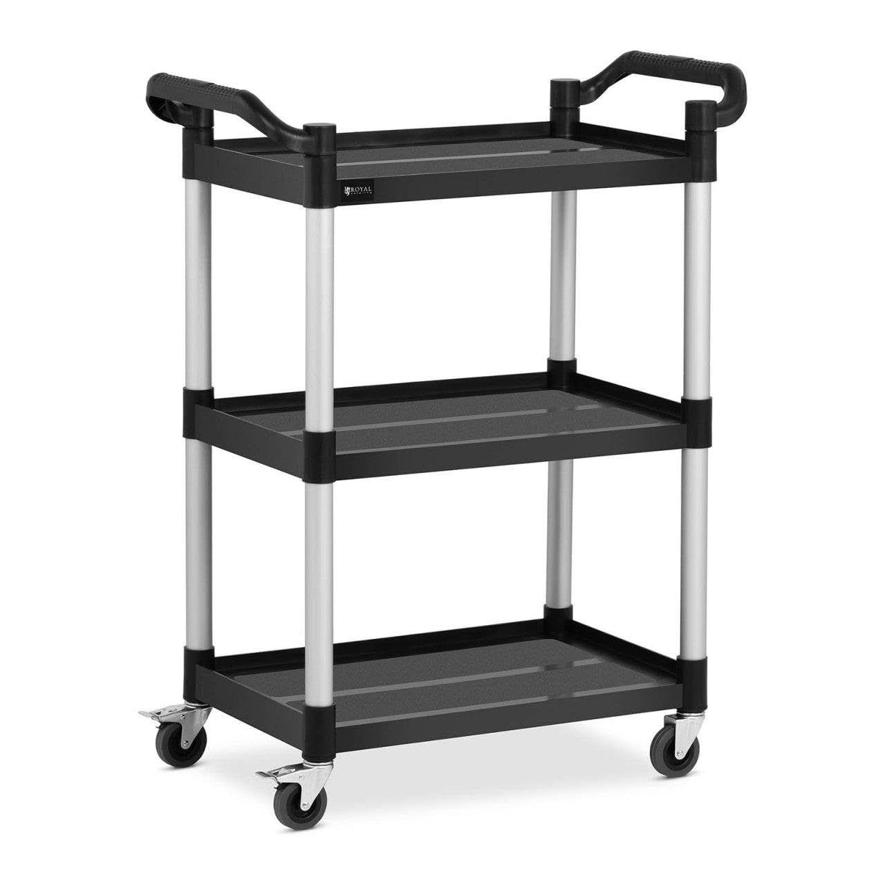 Carro de servicio de cocina con 3 bandejas de ruleta – 63 x 40 cm – 90 kg – negro 14_0000940