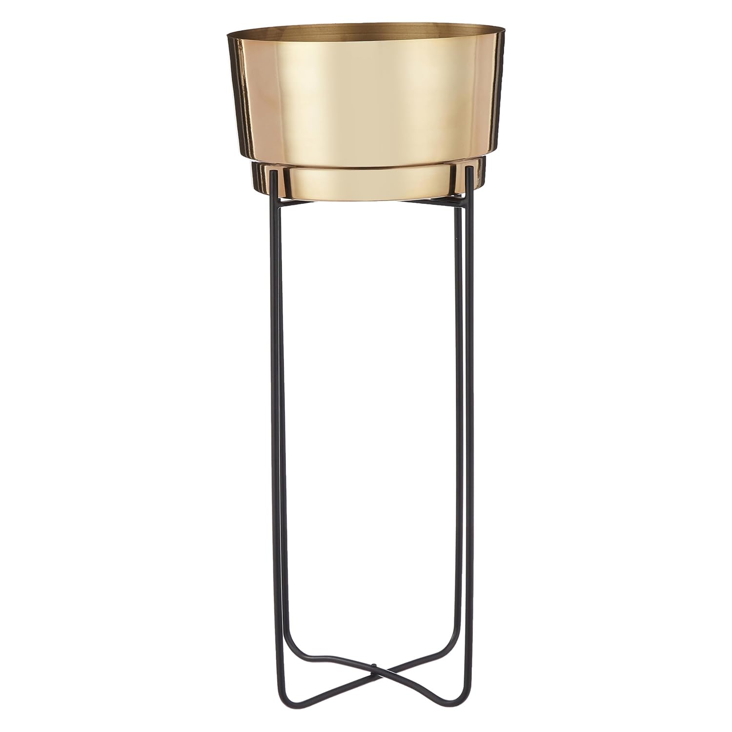 amazon basics Planter Flower Pot with Stand | for Home Décor | (Medium) (Antique Gold and Copper Finish) (B0D6GL3YMD) Amazon Price History, Amazon Price Tracker