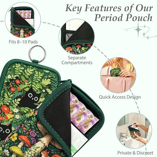 Image of KJQJLY 2 Pack Portable Tampon Organizer Bag Tampon Holder & Storage Case with Zipper for Travel, Discreet Period Bag for Purse, Waterproof Feminine Products Pouch for Women (Cats & Squirrels)