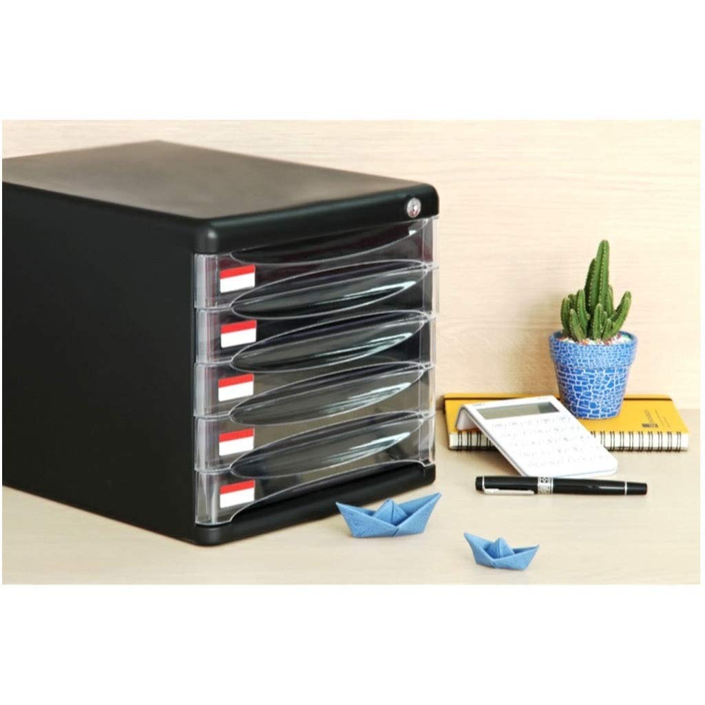 Armadietti per schedari Divisori per schedari 5 cassetti A4 Desktop Plastica Classificazione File Scatola di archiviazione Dati 27X36X26cm Libreria