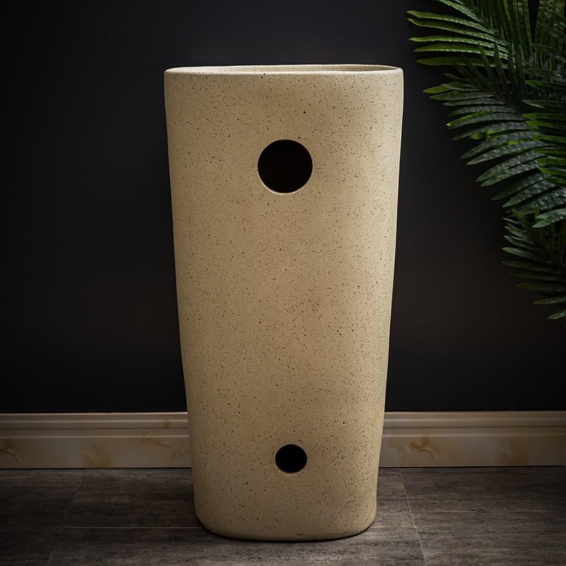 Pedestal Sinks Ceramic Sink Wash Basin Balcony Vertical Floor-Standing Home Bathroom (A)