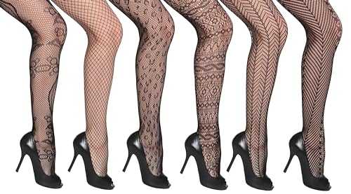Image of Women's 6-Pack Fishnet Lace Pantyhose Tights
