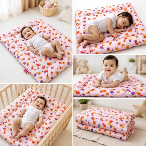 Image of VParents Cotton Crib Sheet for New Born Baby, Soft Cotton Godadi Set for Baby, Godari Bedding Set of 5, Multicolor