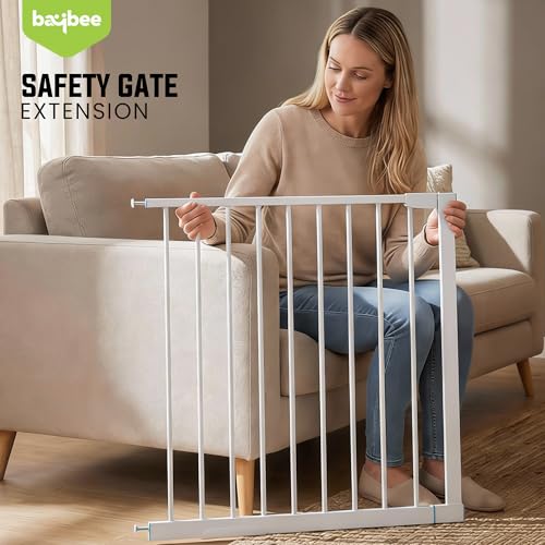 Image of Baybee Safety Gate Extension 80 cm | Baby Gate Extender for Kids & Pets | Adds Extra Width for Large Doorways, Hallways & Open Spaces (White)