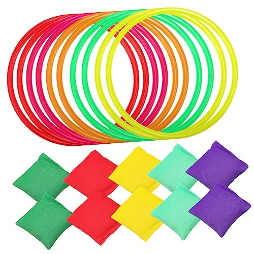 ifundom 20Pcs Set Toss Bean Bag Set Fun Ring Toss Game for Outdoor Activities Party Supplies Durable Lightweight for Family Gatherings Backyard Games Events Random Color