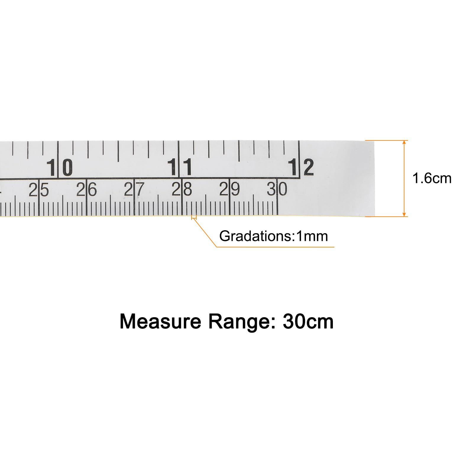 HARFINGTON 2pcs Self Adhesive Measuring Tape 12 Inch 30cm English Metric Left to Right Waterproof Dustproof Wear-Resistant Peel and Stick Tape Measure for Woodworking Sewing Saw Table, Black