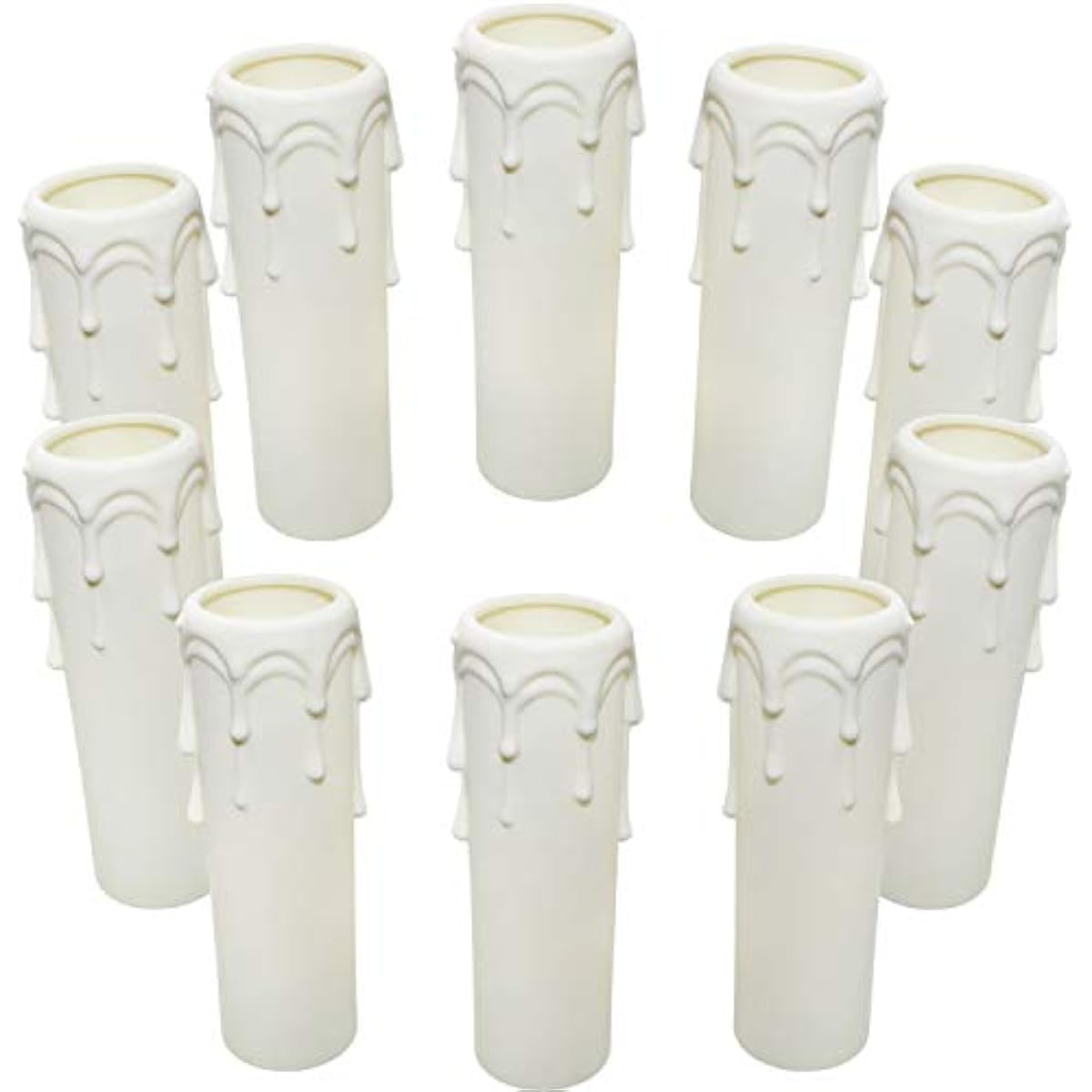 CSXMONEY 10 Pcs Candle Drip Sleeves, White Plastic Candle Drips, for Chandelier Wall Light Fittings, Christmas Decoration