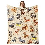 Dachshund Blanket for Girls Kids Adults, Soft Flannel Fleece Throw, Cozy Warm Bed Sofa Blanket Brown 40 * 50