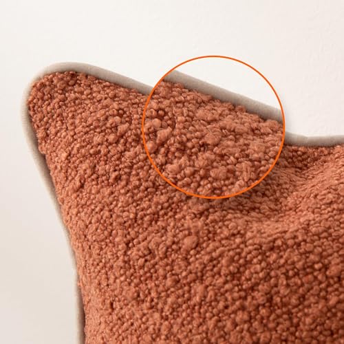 Image of Amazon Basics Boucle Throw Pillow Covers for Couch, Living Room, Orange Home Decor with Hidden Zipper, Brown, 18x18in, Pack of 2