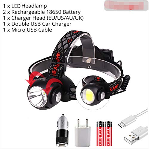 tianluo Lampe Frontale USB Phare Phare 8000lm Double Utilisation Lampe Frontale Torche Multifonctionnel Rotation Rouge Blanc Lumière Étanche par