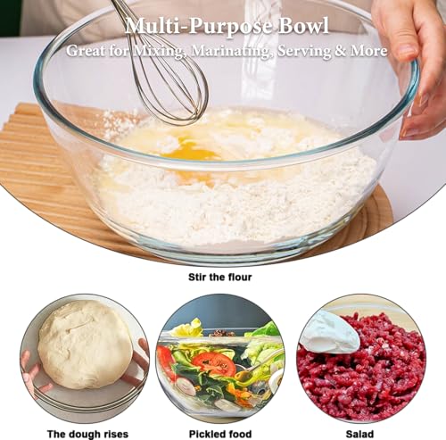 Tazón grande de vidrio 4.7 Qt con tapa para fermentación y mezcla miniatura 7