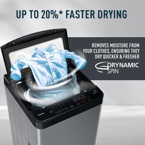 Image of Panasonic 8 Kg Wifi Fully-Automatic Top Loading Smart Washing Machine (NA-F80CH3CRB, Charcoal Inox Grey, Drynamic Spin)
