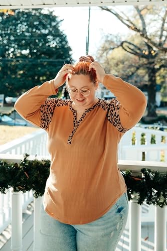 Image of CARCOS Plus Size Tops for Women Long Sleeve Raglan V Neck T Shirts Tunic Fall Blouse Xl-5Xl 14W -28W