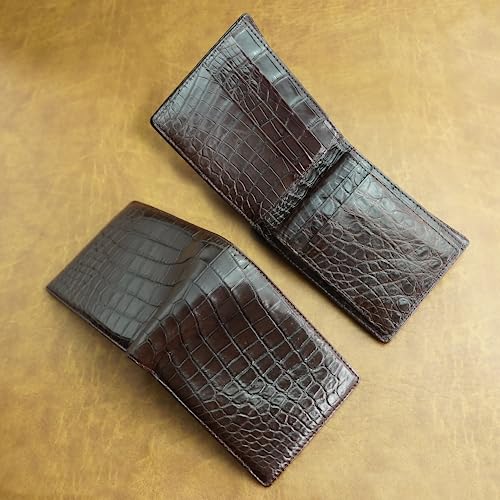 Image of HATA Men Leather Bifold Wallet RFID Blocking Front Pocket Exotic Billfold Handmade Gift For Birthday Wedding Anniversary Father's Day