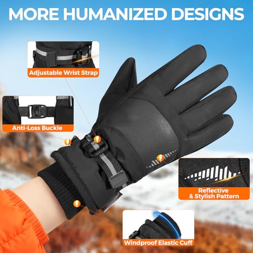 Image of rivmount Winter Waterproof Ski Snow Warm Gloves for Women Men, Windproof Cold Weather Thermal with Touchscreen Fingers, for Running Driving Cycling Hiking Biking Outdoor Sports Daily Work