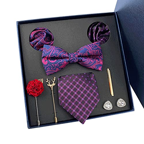 Set de corbata, pañuelo y gemelos para hombre con caja de regalo