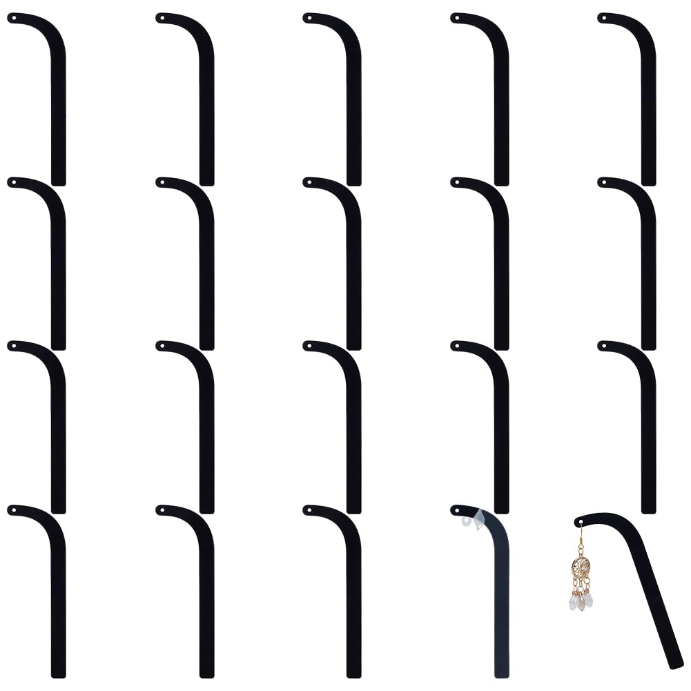 FINGERINSPIRE 20 Pcs Acrylic Earring Try-On Stick Black Try-free Earrings Display Bend-Shape Props Tool Try-on Strip for Earrings and Studs Ear Stud Display Curved Strip for Retail Store Home use