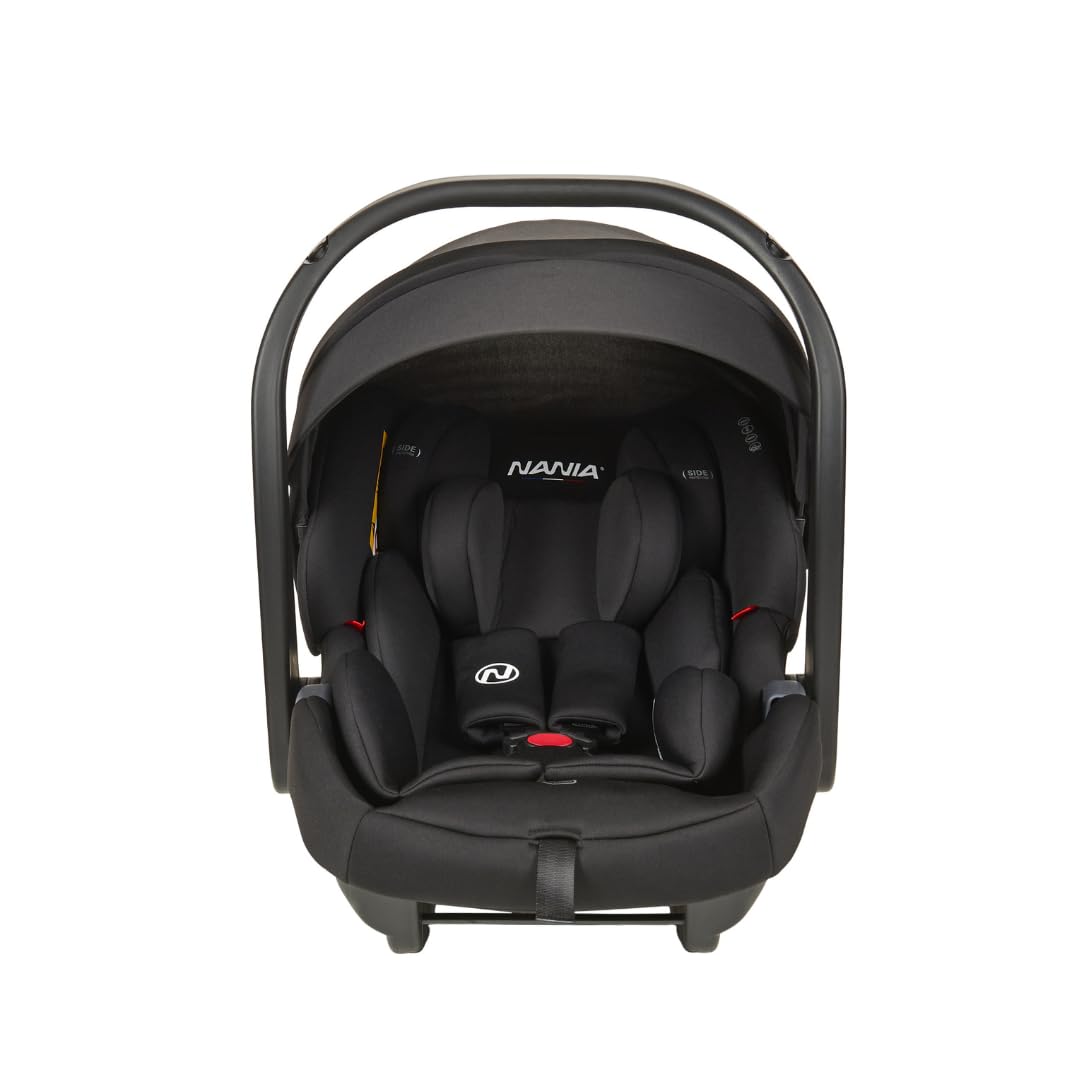 NANIA Silla de coche para niños Rimini R129 i-Size de 40 a 87 cm, desde el nacimiento hasta 13 kg, casco grupo 0+, reposacabezas ajustable, protección lateral, inserto lumbar y reducción, base Isofix