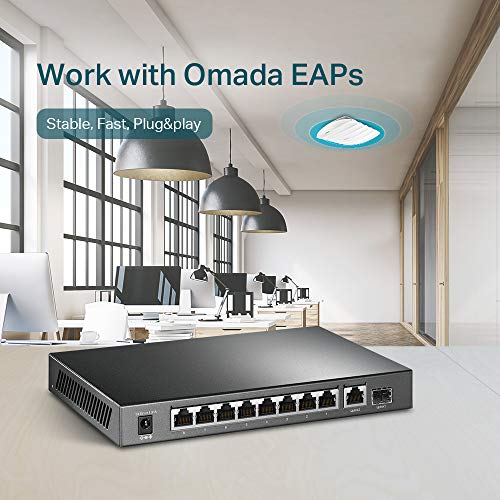 Image of TP-Link 8 Port Gigabit PoE Switch|@63W,w /1 Uplink Gigabit Port+1 SFP Slot|Desktop /Wall-Mount,Plug&Play,Limited Lifetime Protection,Traffic Optimization(TL-SG1210P),10-Port w /8 PoE+Port (Pack of 10)