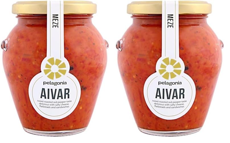 Pelagonia Aivar - ein fruchtiger, würziger Dip aus gerösteter roter Paprika und gerösteter Aubergine 1x 314g (Packung mit 2)