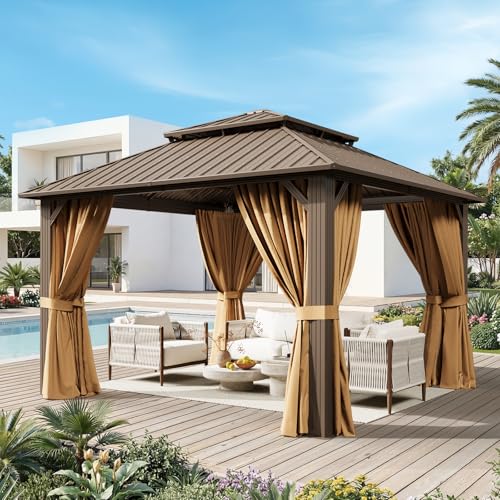 Breezestival 12x12FT Hardtop Gazebo Brown
