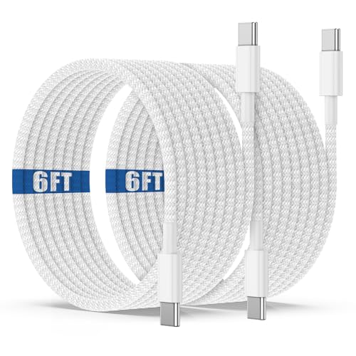 USB C to C Charging Cable 6ft, 60W Fast Type C to C Charger Cord Long for Apple iPhone 17 Pro Max/17 Air/16 Pro Max/15 Plus, MacBook Pro 2021/2020/2019,iPad 12.9/11 inch/Mini/Air 5/4,Samsung Galaxy