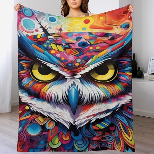 Couverture chouette 140x180cm douce et lavable en machine pour lit