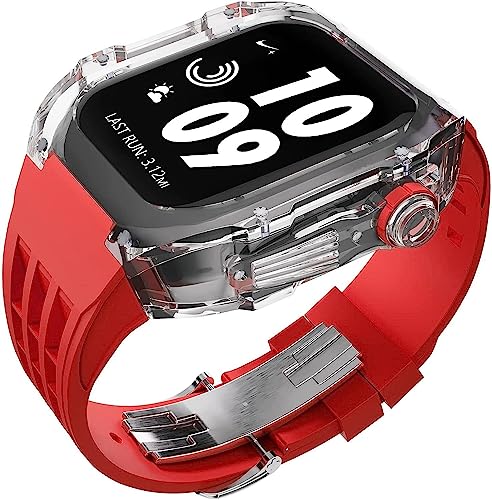 Bracelet Apple Watch 45mm anti-jaunissement en caoutchouc fluor avec boîtier de protection