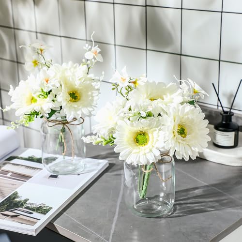 XunYee 10 Set Mason Jar Table Centerpiece with Flower Mason Jar Flower Centerpiece Vases Decor for Engagement Party Bridal Shower Centerpieces Wedding Reception Table Decor - Image 3