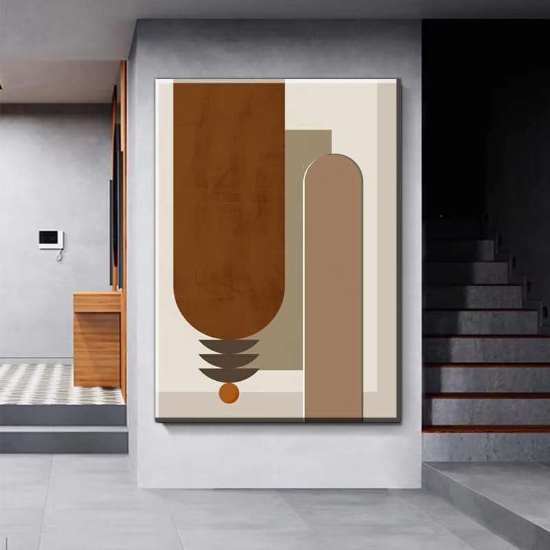 Póster de arte abstracto geométrico en lienzo de alta calidad con textura cálida 50x70cm