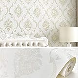 ForUHome White Wallpaper,3D Vintage Wallpaper Stick and Peel,Non-Woven Vintage Wallpaper for Bedroom...