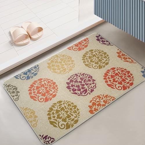 Image of Yellow Weaves 1 Pc Jute Texture Non-Slip Bathmat, Water Absorbent Floor mat, Rugs, Door Mats for Bathroom, Living Room, Bedroom, Entrance, Outdoor, Kitchen, Office (Bohemian Multi)