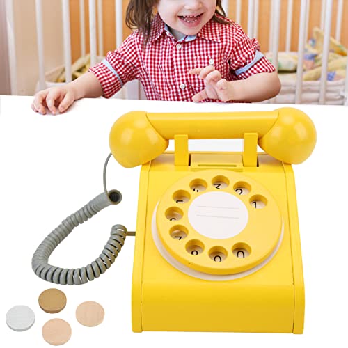Gammaldags Vridbar Träsimuleringstelefon för Barn - Retrodesign