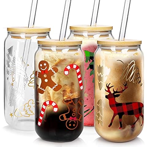 18oz Christmas Mugs with Lids and Straws Cover