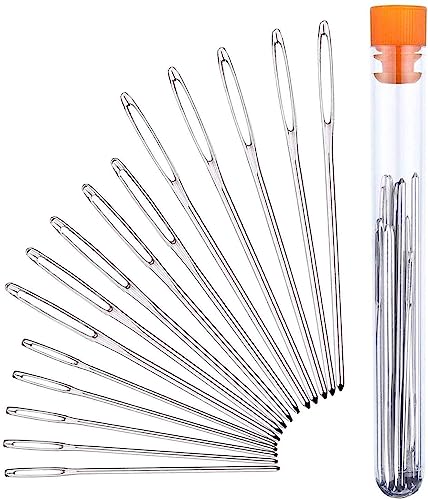 Hand-Sewn Needle Hand-Sewn Needle Threading Needle Set with Large Needle Hole Special Needle Set Leather Craft Tool Round Needle Leather Tool 15-Piece Set Handy and Professional