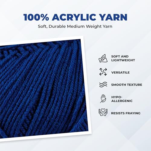 Image of Mary Maxim Maximum Value Acrylic Yarn for Crocheting and Knitting, Soft Worsted Weight Blue Yarn 4, Ideal for Blankets, Sweaters, Hats, and Scarves, 8 oz Skein (474 Yds), Dark Blue - 1 Skein